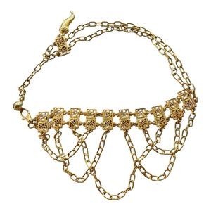 Vintage Italian Gold Tone Chain Belt Adjustable Size